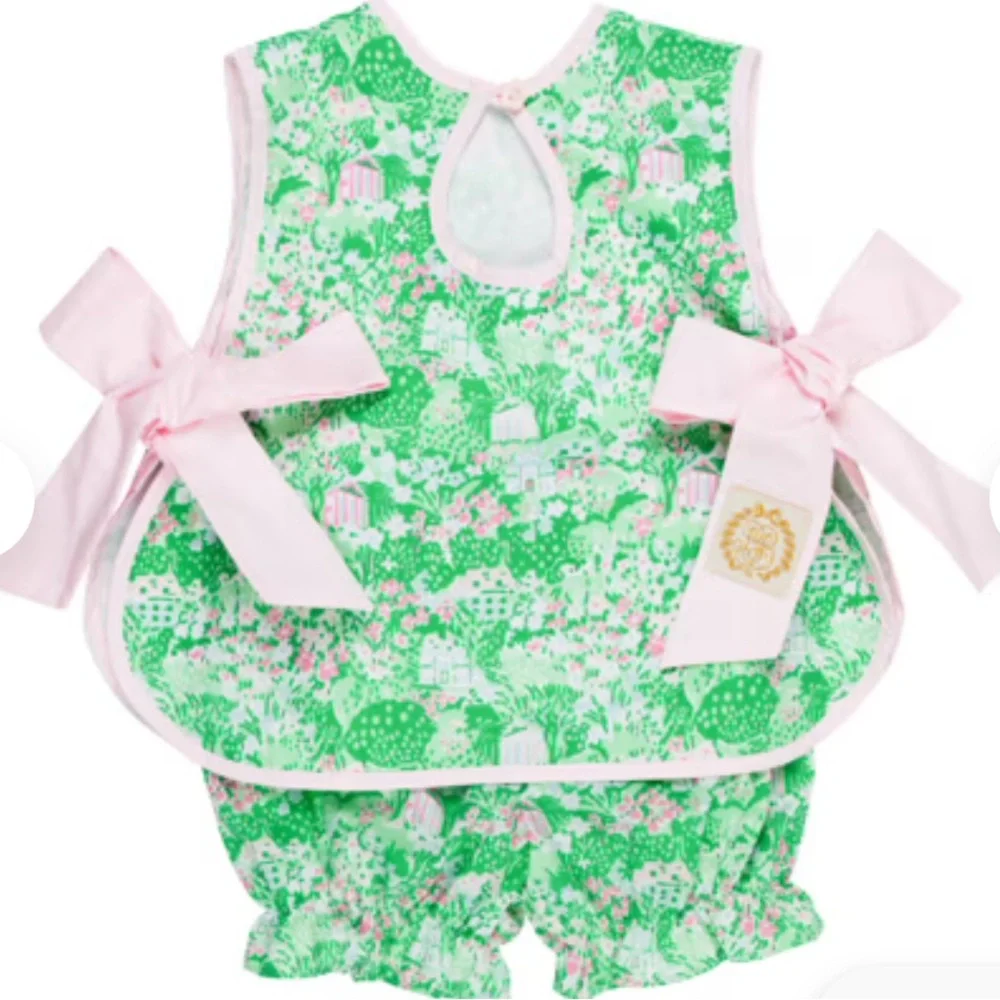 RARE TBBC Talbott Tie Side Set Belmont Blooms with Palm Beach Pink 18-24 Months